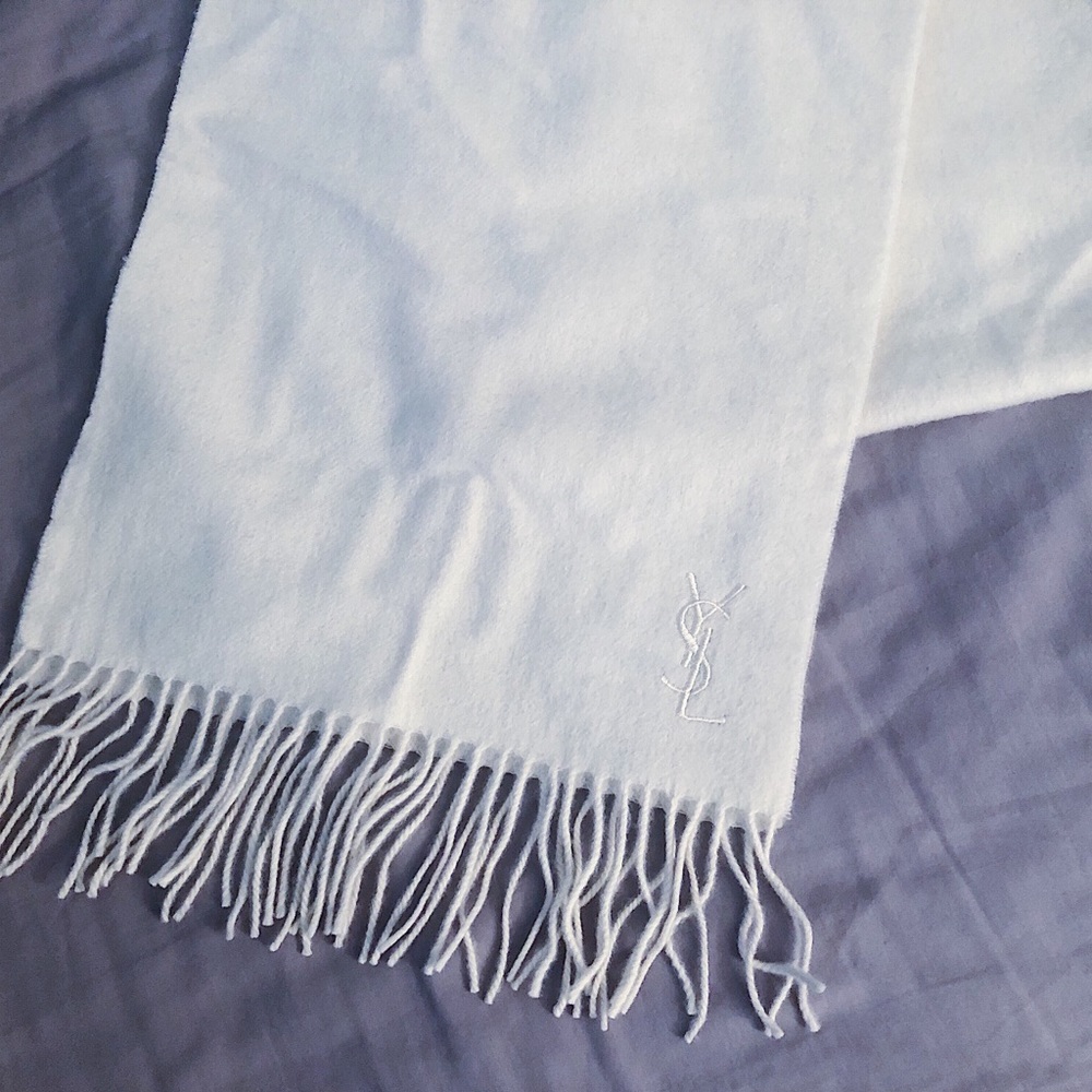YSL Wool/Cashmere Fringe Scarf